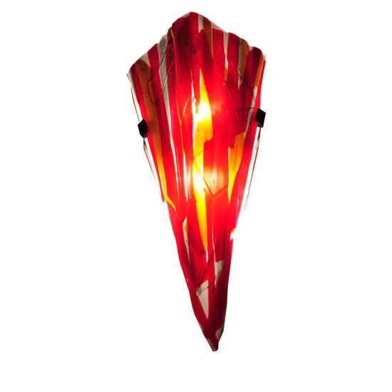 Meyda Lighting Metro Fusion 8" 2-Light Textured Black Lava Wall Sconce With Multi-Colored Shade Glass