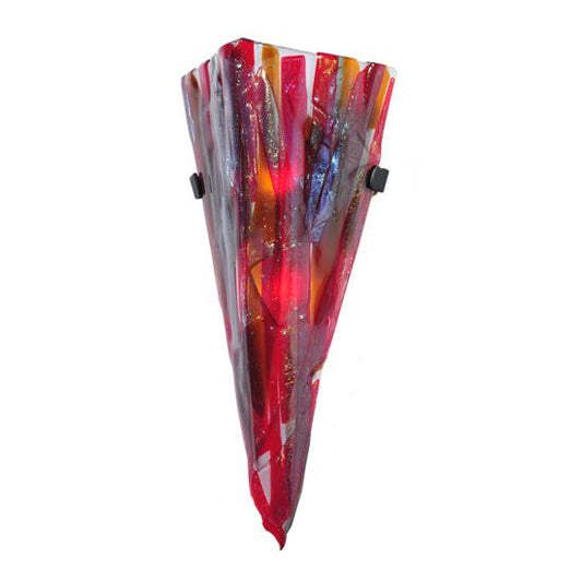 Meyda Lighting Metro Fusion 8" 2-Light Textured Black Lava Wall Sconce With Multi-Colored Shade Glass