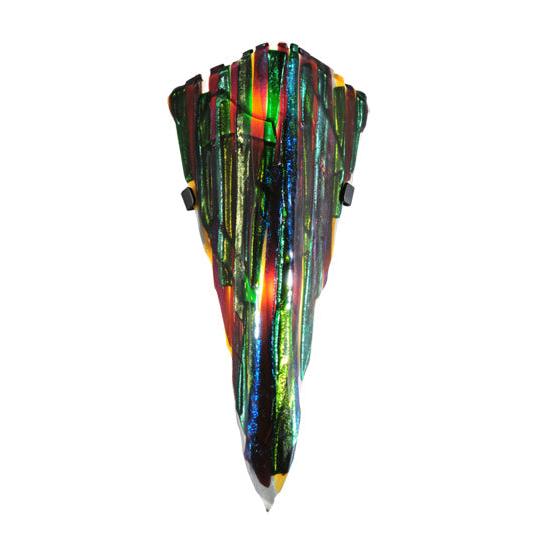 Meyda Lighting Metro Fusion 8" 2-Light Textured Black Penna Di Pavone Wall Sconce With Multi-Colored Shade Glass