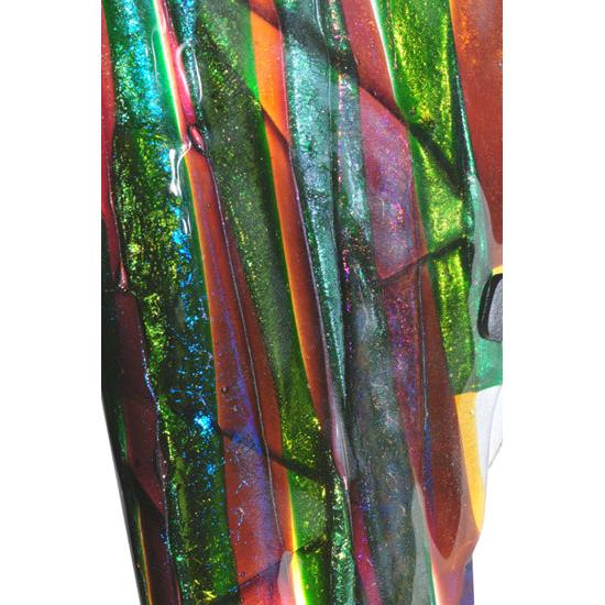 Meyda Lighting Metro Fusion 8" 2-Light Textured Black Penna Di Pavone Wall Sconce With Multi-Colored Shade Glass