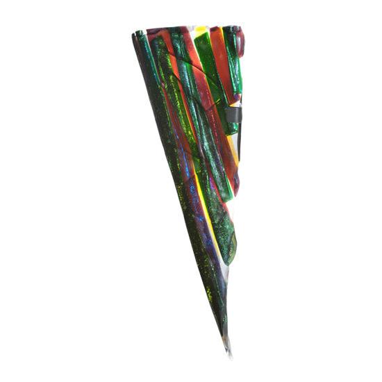 Meyda Lighting Metro Fusion 8" 2-Light Textured Black Penna Di Pavone Wall Sconce With Multi-Colored Shade Glass