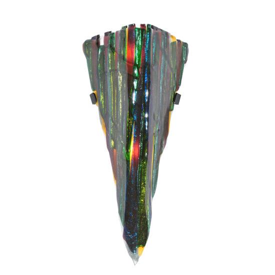 Meyda Lighting Metro Fusion 8" 2-Light Textured Black Penna Di Pavone Wall Sconce With Multi-Colored Shade Glass