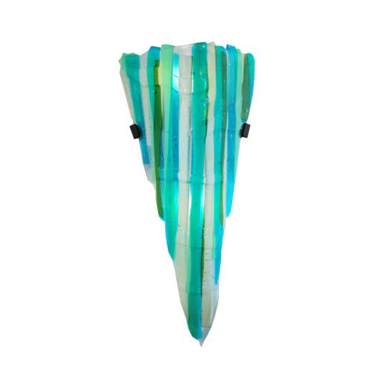 Meyda Lighting Metro Fusion 8" 2-Light Textured Black Wall Sconce With Multi-Colored Shade Glass