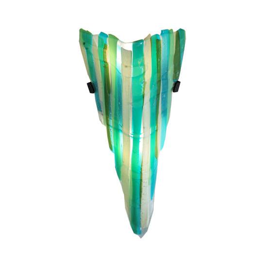 Meyda Lighting Metro Fusion 8" 2-Light Textured Black Wall Sconce With Multi-Colored Shade Glass