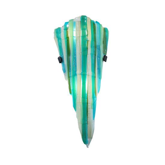 Meyda Lighting Metro Fusion 8" 2-Light Textured Black Wall Sconce With Multi-Colored Shade Glass