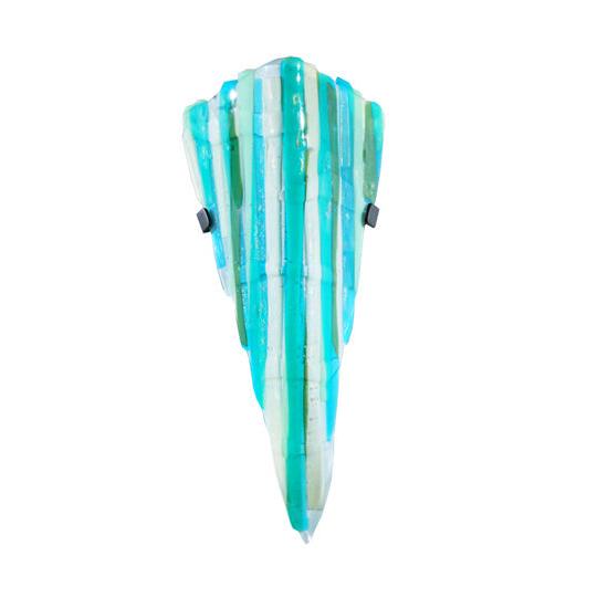 Meyda Lighting Metro Fusion 8" 2-Light Textured Black Wall Sconce With Multi-Colored Shade Glass