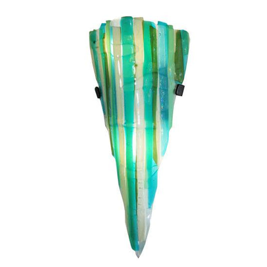 Meyda Lighting Metro Fusion 8" 2-Light Textured Black Wall Sconce With Multi-Colored Shade Glass