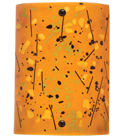 Meyda Lighting Metro Fusion 8" Nickel Biscotti Wall Sconce With Amber & Black Streamers Shade Glass