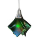 Meyda Lighting Metro Fusion 8" Nickel Handkerchief Mini Pendant Light With Aventurine Green Shade Glass