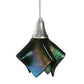 Meyda Lighting Metro Fusion 8" Nickel Handkerchief Mini Pendant Light With Aventurine Green Shade Glass