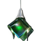 Meyda Lighting Metro Fusion 8" Nickel Handkerchief Mini Pendant Light With Aventurine Green Shade Glass