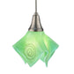 Meyda Lighting Metro Fusion 8" Nickel Handkerchief Mini Pendant Light With Fiddleheads Mint Green Shade Glass