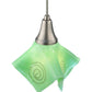 Meyda Lighting Metro Fusion 8" Nickel Handkerchief Mini Pendant Light With Fiddleheads Mint Green Shade Glass