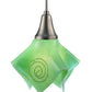 Meyda Lighting Metro Fusion 8" Nickel Handkerchief Mini Pendant Light With Fiddleheads Mint Green Shade Glass