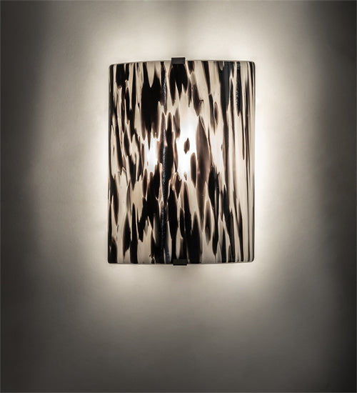 Meyda Lighting Metro Fusion 8" Nickel La Perla Nera Wall Sconce With White & Black Shade Glass