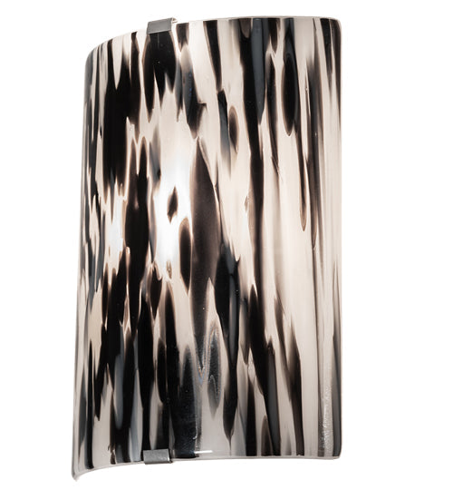 Meyda Lighting Metro Fusion 8" Nickel La Perla Nera Wall Sconce With White & Black Shade Glass