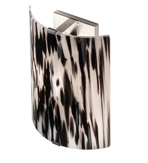 Meyda Lighting Metro Fusion 8" Nickel La Perla Nera Wall Sconce With White & Black Shade Glass