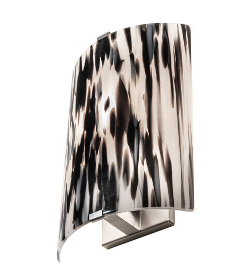 Meyda Lighting Metro Fusion 8" Nickel La Perla Nera Wall Sconce With White & Black Shade Glass