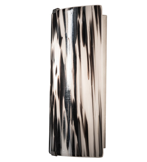 Meyda Lighting Metro Fusion 8" Nickel La Perla Nera Wall Sconce With White & Black Shade Glass