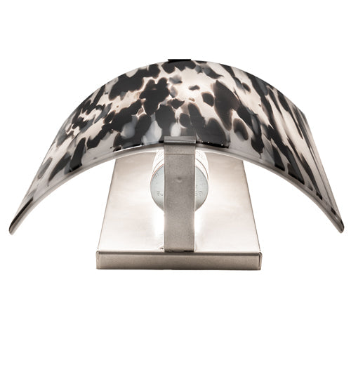 Meyda Lighting Metro Fusion 8" Nickel La Perla Nera Wall Sconce With White & Black Shade Glass