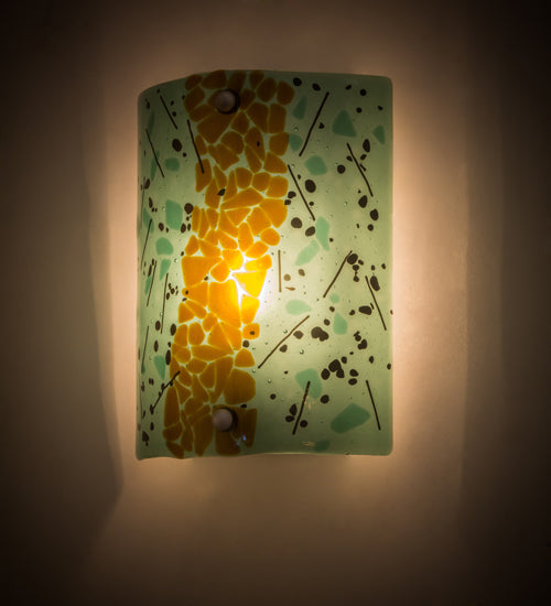 Meyda Lighting Metro Fusion 8" Nickel Muro Verde Wall Sconce With Green & Brown Shade Glass