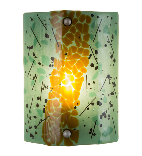 Meyda Lighting Metro Fusion 8" Nickel Muro Verde Wall Sconce With Green & Brown Shade Glass