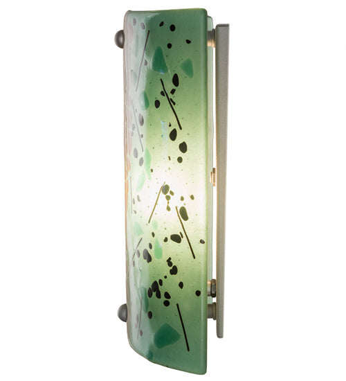 Meyda Lighting Metro Fusion 8" Nickel Muro Verde Wall Sconce With Green & Brown Shade Glass