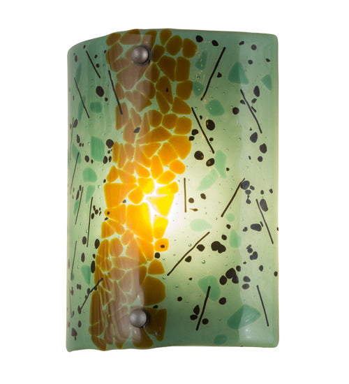 Meyda Lighting Metro Fusion 8" Nickel Muro Verde Wall Sconce With Green & Brown Shade Glass