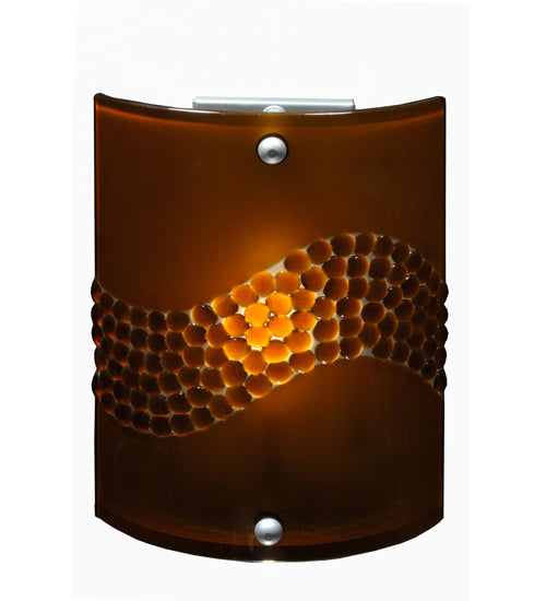 Meyda Lighting Metro Fusion 8" Nickel Wall Sconce With Amber Pietre Fused Shade Glass