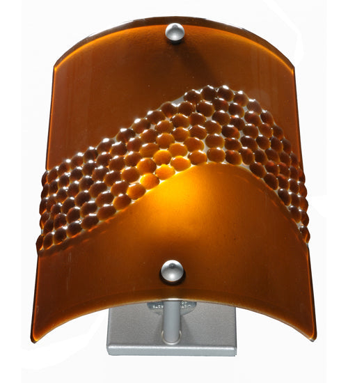 Meyda Lighting Metro Fusion 8" Nickel Wall Sconce With Amber Pietre Fused Shade Glass