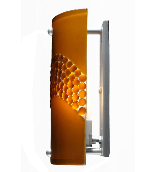 Meyda Lighting Metro Fusion 8" Nickel Wall Sconce With Amber Pietre Fused Shade Glass