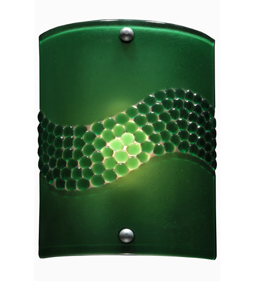 Meyda Lighting Metro Fusion 8" Nickel Wall Sconce With Green Pietre Fused Shade Glass