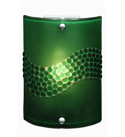 Meyda Lighting Metro Fusion 8" Nickel Wall Sconce With Green Pietre Fused Shade Glass