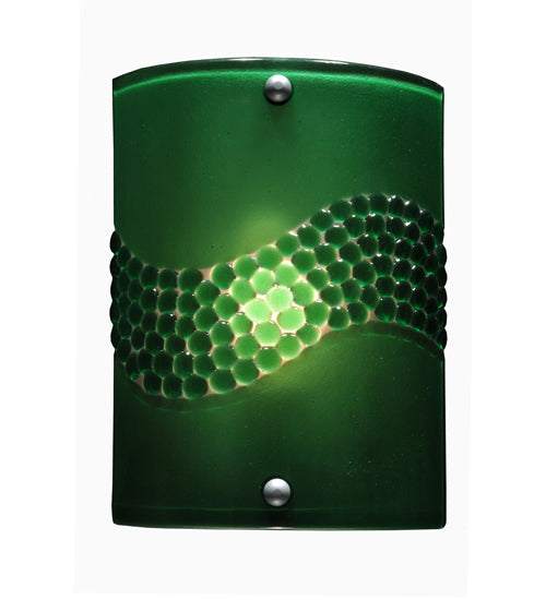 Meyda Lighting Metro Fusion 8" Nickel Wall Sconce With Green Pietre Fused Shade Glass