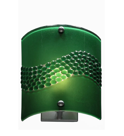Meyda Lighting Metro Fusion 8" Nickel Wall Sconce With Green Pietre Fused Shade Glass
