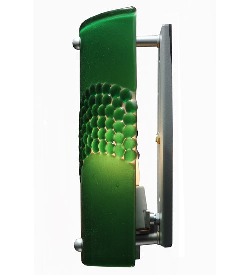 Meyda Lighting Metro Fusion 8" Nickel Wall Sconce With Green Pietre Fused Shade Glass