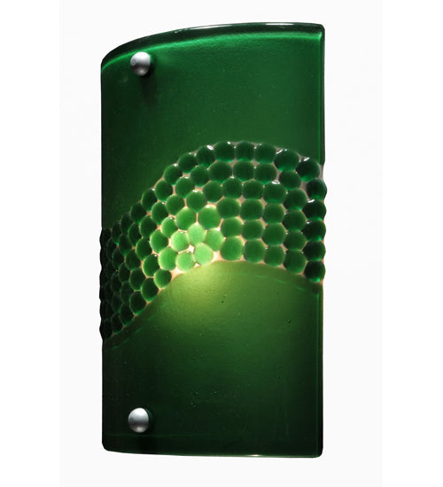 Meyda Lighting Metro Fusion 8" Nickel Wall Sconce With Green Pietre Fused Shade Glass
