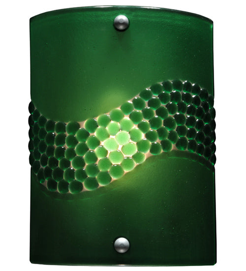 Meyda Lighting Metro Fusion 8" Nickel Wall Sconce With Green Pietre Fused Shade Glass