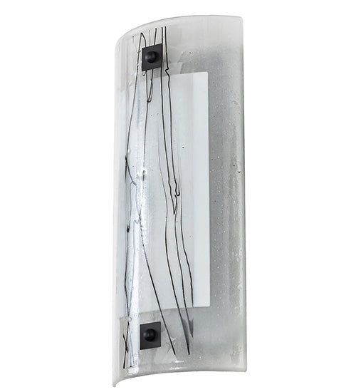 Meyda Lighting Metro Fusion 8" Solar Black Twigs Wall Sconce With Clear Fused White & Black Shade Glass