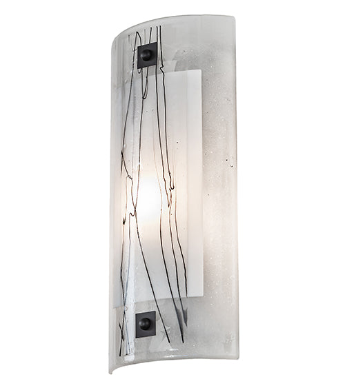 Meyda Lighting Metro Fusion 8" Solar Black Twigs Wall Sconce With Clear Fused White & Black Shade Glass