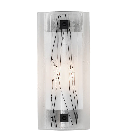 Meyda Lighting Metro Fusion 8" Solar Black Twigs Wall Sconce With Clear Fused White & Black Shade Glass