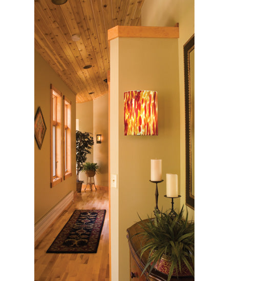 Meyda Lighting Metro Fusion 8" Topazio Wall Sconce With Amber & Yellow Shade Glass