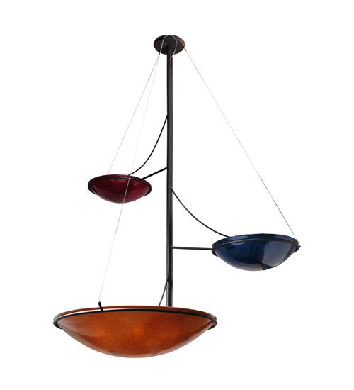 Meyda Lighting Metro Fusion 86" 14-Light 3-Arm Solar Black The Third Demension Chandelier With Multi-Colored Shade Glass