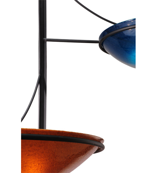 Meyda Lighting Metro Fusion 86" 14-Light 3-Arm Solar Black The Third Demension Chandelier With Multi-Colored Shade Glass