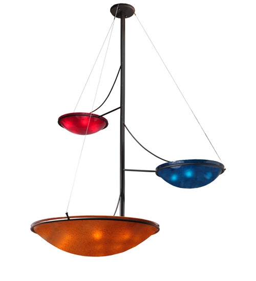 Meyda Lighting Metro Fusion 86" 14-Light 3-Arm Solar Black The Third Demension Chandelier With Multi-Colored Shade Glass