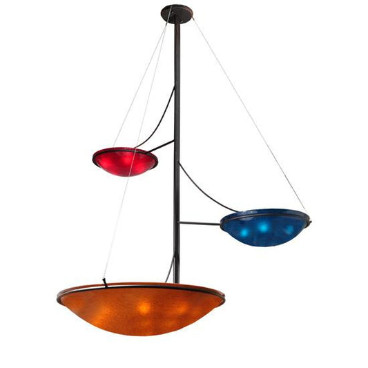 Meyda Lighting Metro Fusion 86" 14-Light 3-Arm Solar Black The Third Demension Chandelier With Multi-Colored Shade Glass