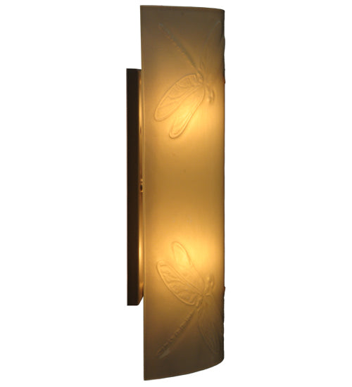 Meyda Lighting Metro Fusion 9" 2-Light Nickel Dragonfly Wall Sconce With White Frosted Shade Glass