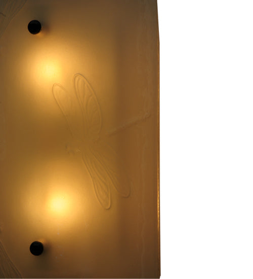 Meyda Lighting Metro Fusion 9" 2-Light Nickel Dragonfly Wall Sconce With White Frosted Shade Glass