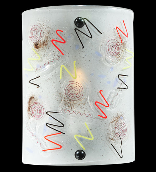 Meyda Lighting Metro Fusion 9" Black Super Nova Wall Sconce With Clear White Shade Glass