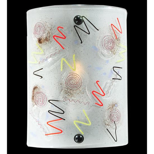 Meyda Lighting Metro Fusion 9" Black Super Nova Wall Sconce With Clear White Shade Glass